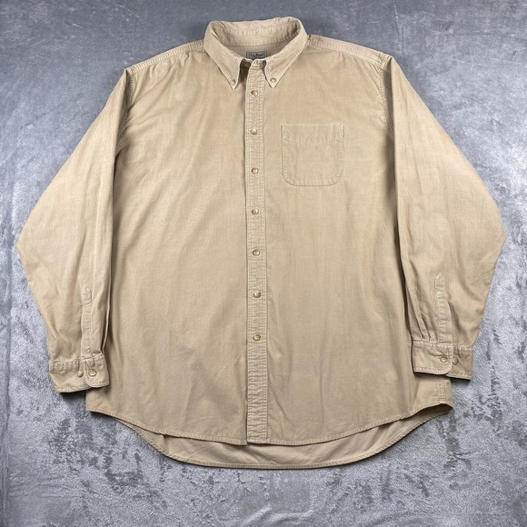 L.L. Bean Other - LL Bean Shirt Mens Size XXL Tall‎ Beige Long Sleeve Corduroy Button Down 0YQ71